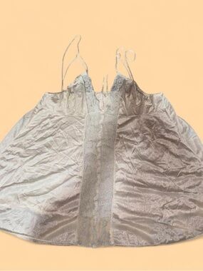 Silky Lace Trim Camisole Slip - Light Silver
